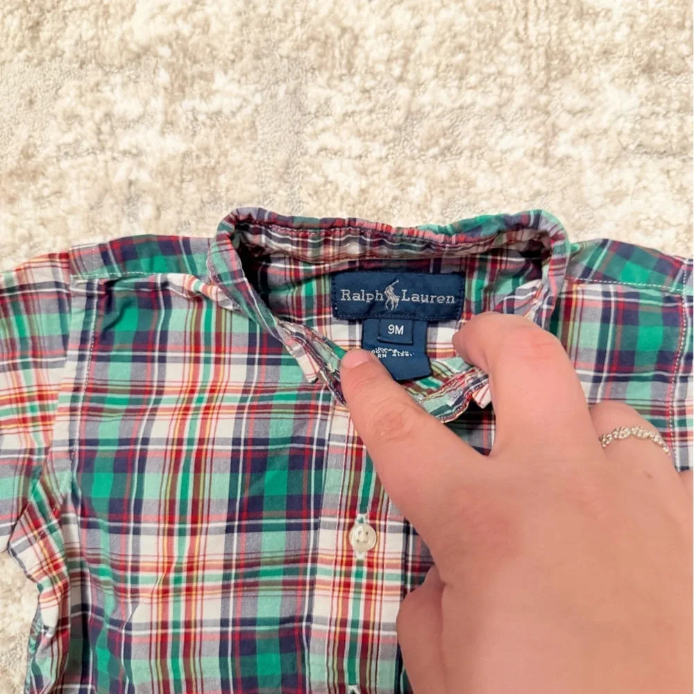 Ralph Lauren Kids Multicolor Plaid Button-Down Shirt 100% Cotton size 9M